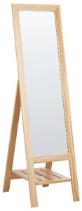 Lustro stojące nowoczesne wysokie prosta rama 40 x 145 cm jasne drewno Luisant Beliani