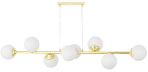 LAMPA WISZĄCA SUFITOWA ŻYRANDOL NOWOCZESNA ZŁOTO KLASYCZNE BIAŁE KULE FINO 8 LED