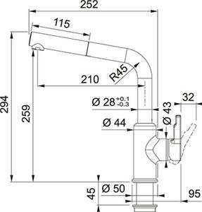 Bateria kuchenna stojÄ ca FRANKE Urban pull-out z wyciÄ ganÄ wylewkÄ Kamienny szary 115.0595.089