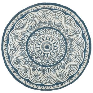 Dywan dekoracja podłogi jutowy orientalny wzór okrągły 120 cm niebieski Anadere Beliani