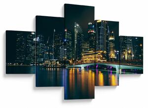 Obraz Singapuru nocą (125x70 cm)