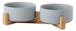 Podwójna miska ceramiczna 2x 400ml na bambusowej podstawce PETSTORY