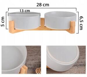 Podwójna miska ceramiczna 2x 400ml na bambusowej podstawce PETSTORY