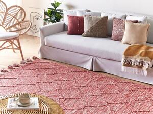 Bawełniany dywan styl tradycyjny 160 x 230 cm geometryczny wzór czerwony Nigde Beliani