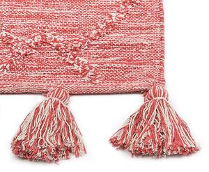 Bawełniany dywan styl tradycyjny 80 x 150 cm geometryczny wzór czerwony Nigde Beliani