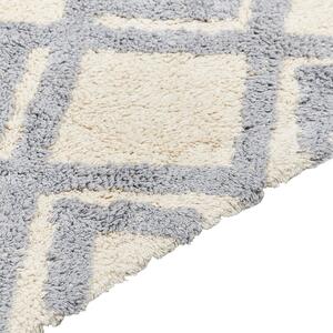Bawełniany dywan styl tradycyjny 80 x 150 cm geometryczny wzór beżowo-szary Nevsehir Beliani