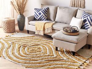 Bawełniany dywan styl abstrakcyjny 140 x 200 cm geometryczny wzór beżowo-żółty Bingol Beliani