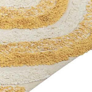 Bawełniany dywan styl abstrakcyjny 140 x 200 cm geometryczny wzór beżowo-żółty Bingol Beliani
