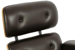 Fotel LOUNGE HM brązowy / orzech z podnóżkiem