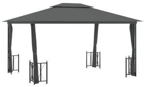 Altana z zasłonkami i dwuczęściowym dachem, 3x4 m, antracytowa