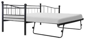 Rama łóżka, czarna, stalowa, 180x200/90x200 cm