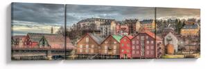 Obraz - domy nad rzeką (170x50 cm)