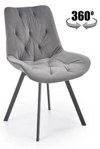 Krzeso tapicerowane K519 VELVET szare obracane