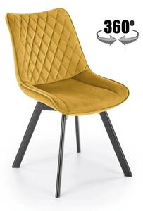 Krzeso tapicerowane K520 VELVET musztardowe obracane