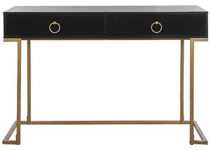 Nowoczesna konsola z 2 szufladami biurko złote metalowe nogi czarna Westport Beliani