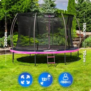 Trampolina ogrodowa THUNDER 12ft 366 cm z siatką i drabinką profesjonalna łatwy montaż