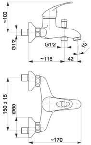Bateria wannowa natynkowa KFA ARMATURA Jaspis 544-010-00 Chrom