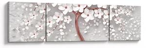 Obraz - Obraz białego drzewa z kwiatami, rosegold (170x50 cm)