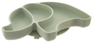 Talerz dla dziecka silikonowy dzielony zielony słonik 23,5x19x3,5 cm