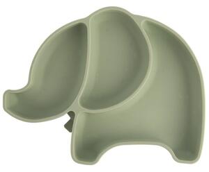 Talerz dla dziecka silikonowy dzielony zielony słonik 23,5x19x3,5 cm