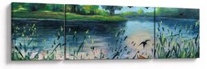 Obraz - Obraz olejny, Wczesny letni wieczór nad jeziorem (170x50 cm)