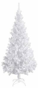 Sztuczna choinka z lampkami i bombkami, biała, 180 cm, PVC