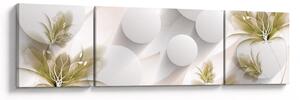 Obraz - 3D koła z kwiatami (170x50 cm)