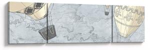 Obraz - Balony nad miastem, zimne odcienie (170x50 cm)