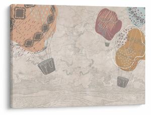 Obraz - Balony nad miastem, ciepłe odcienie (70x50 cm)