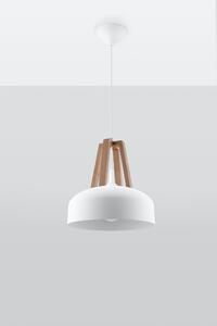 Lampa wisząca CASCO biała/naturalne drewno Sollux Lighting