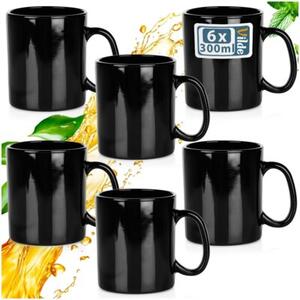 Kubki szklane czarne 300 ml 6 szt