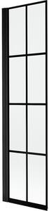 Mexen Mist parawan nawannowy 1-skrzydłowy lewy 50 x 150 cm, czarna kratka, czarny - 8A9-050-001-70-77-L