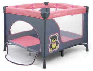 Łóżeczko MILLY MALLY Fun Pink Bear Różowo-szary