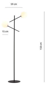 Lampa stojąca podłogowa Emibig 2xE14 40W LINEAR LP2 BLACK/OPAL 1169/LP2