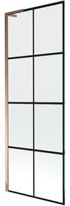 Mexen Next L parawan nawannowy 1-skrzydłowy 70 x 150 cm, czarna kratka, różowe złoto - 895-070-000-03-77-60