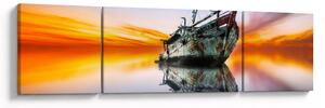 Obraz - Wschód słońca nad wrakiem łodzi (170x50 cm)
