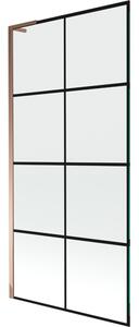 Mexen Next L parawan nawannowy 1-skrzydłowy 90 x 150 cm, czarna kratka, różowe złoto - 895-090-000-03-77-60