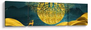 Obraz - Abstrakcja, złoty krajobraz (170x50 cm)