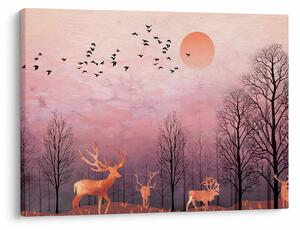 Zdjęcie - Jeleń w blasku zachodzącego słońca (70x50 cm)