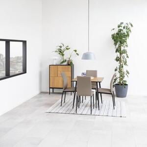 Stół do jadalni >Wilma< z dzikiego dębu, czarny, MDF, stal - 80x75x80 cm (szer. x wys. x gł.)