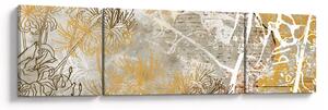 Obraz - Ściana w stylu vintage z kwiatami (170x50 cm)