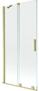 Mexen Velar parawan nawannowy 2-skrzydłowy rozsuwany 90 x 150 cm, transparent, złoty szczotkowany - 896-090-000-01-55