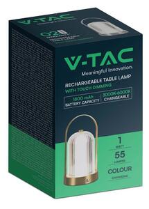 Lampka Biurkowa Nocna V-TAC 1W LED 22cm Ładowanie USB Ściemnianie Czarna VT-1057 3000K-6000K 55lm