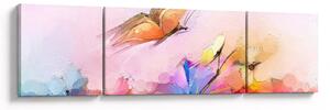 Obraz - Motyl nad kwiatem, abstrakcja (170x50 cm)