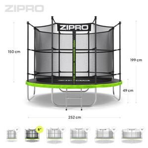 Trampolina ogrodowa z siatką wewnętrzną z drabinką 8FT 252cm dla dzieci Zipro Jump Pro