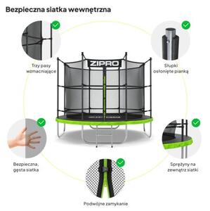 Trampolina ogrodowa z siatką wewnętrzną z drabinką 8FT 252cm dla dzieci Zipro Jump Pro