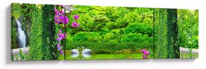 Obraz - Magiczny ogród z łabędziami (170x50 cm)