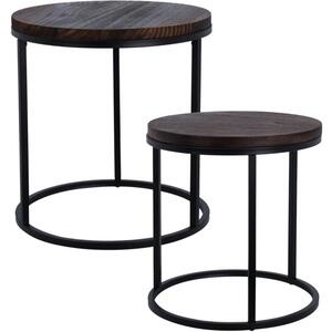 Zestaw stolikÃ³w kawowych EXCELLENT HOUSEWARE Loft okrÄ gÅy 48 x 43 cm BrÄ zowo-czarny
