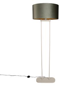 Lampa podłogowa beżowa z zielonym owalnym kloszem i złotym wnętrzem 50 cm - Thijmen