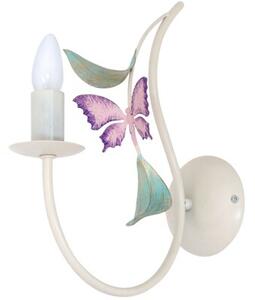 Kinkiet ścienny świecznikowy ozdobny kremowy motyl listki Summer 1xE14 15W Luminex